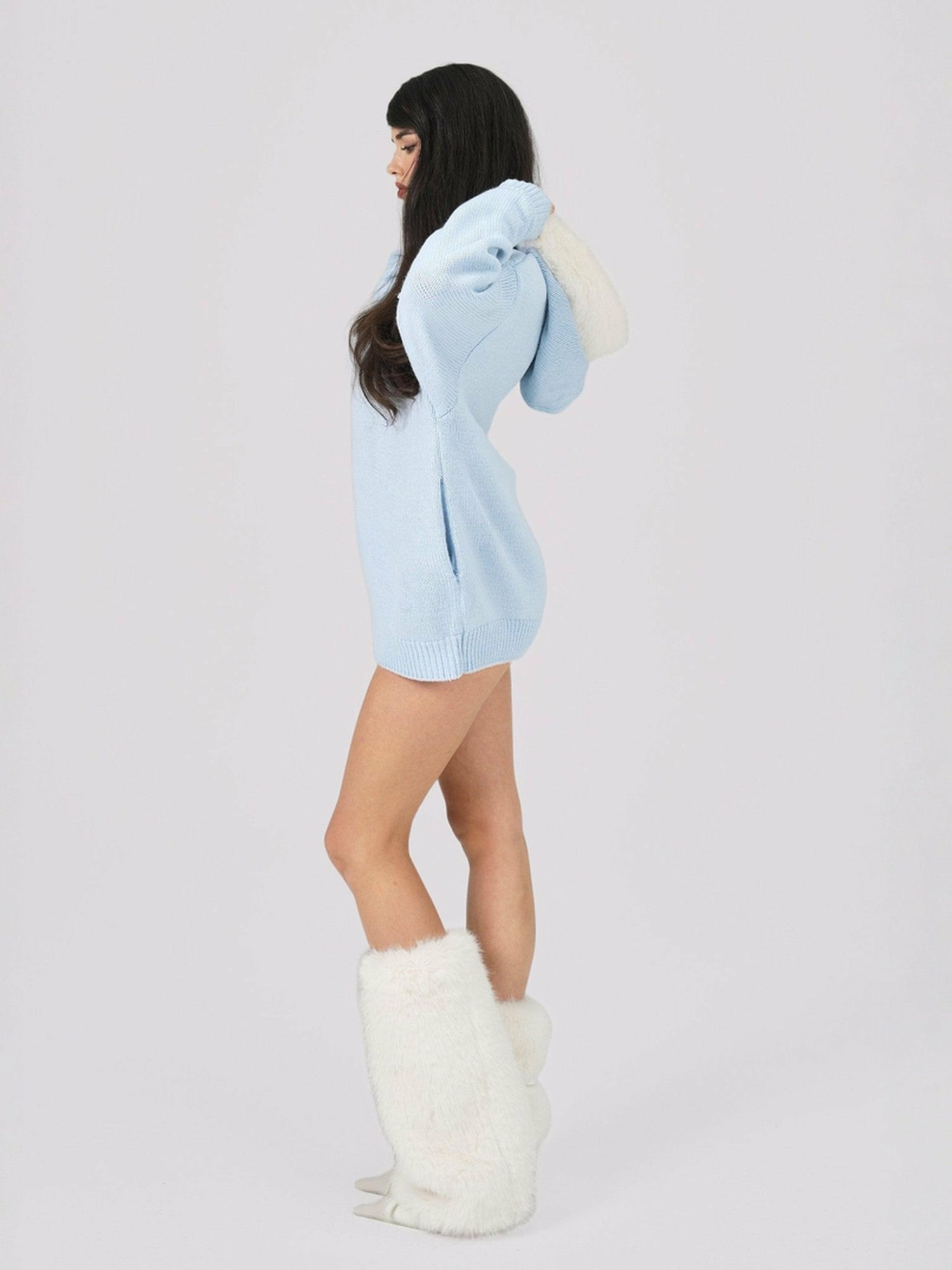 Nana Jacqueline Ava Fur Sweatshirt: Blue Sweatshirt for Ski Resort Blue
