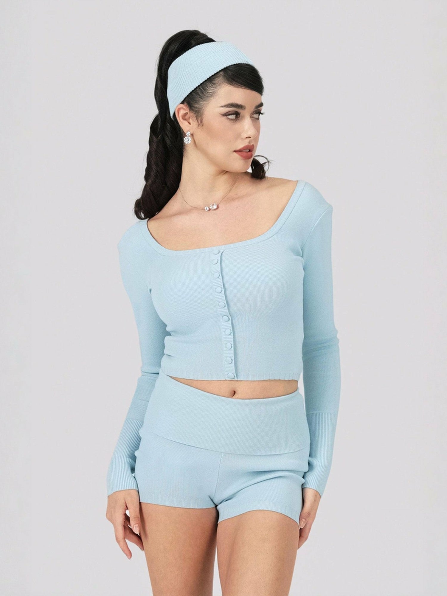 Nana Jacqueline Holly Headband: Blue Headband for Resort Outfit Blue