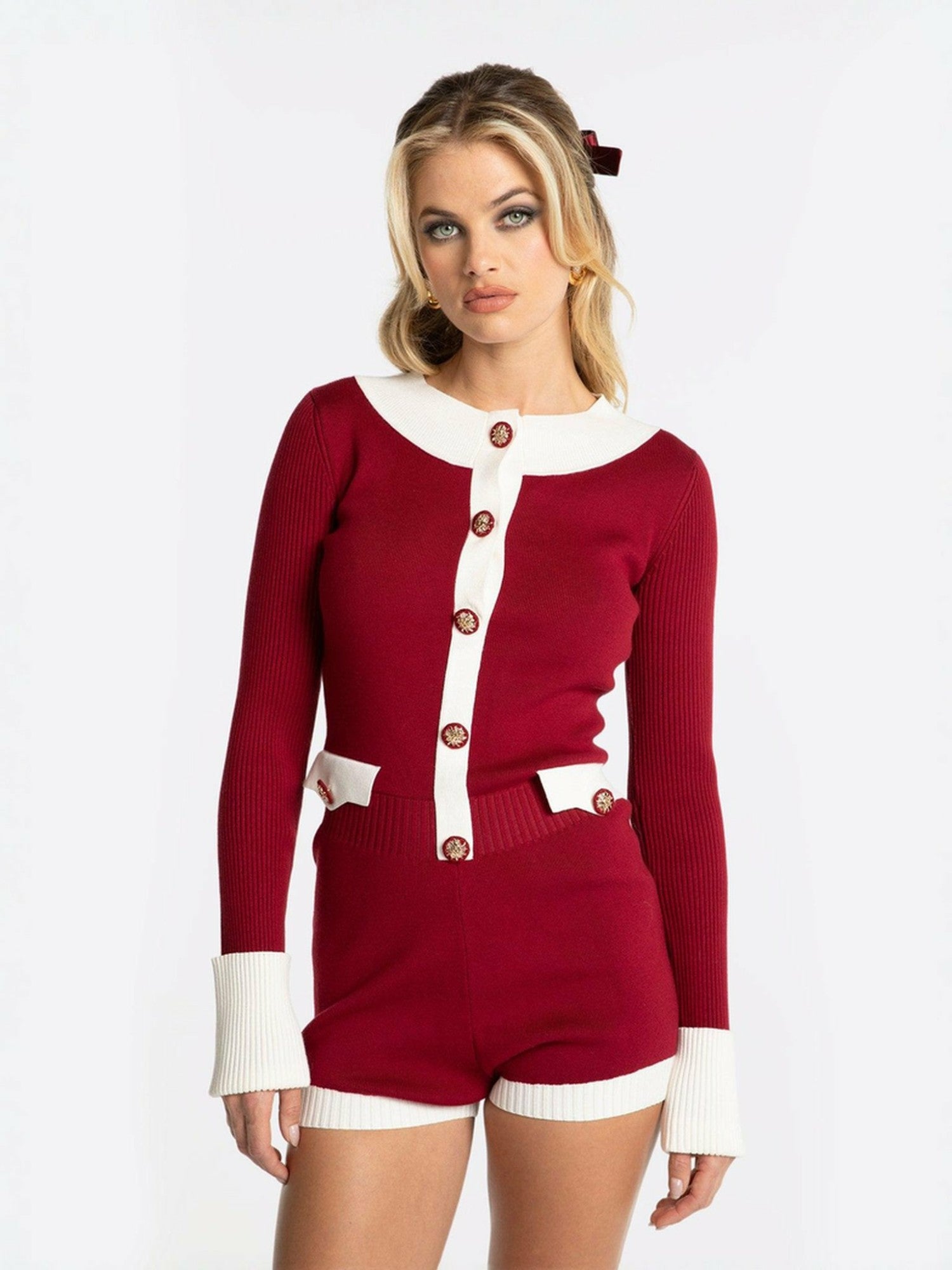 Nana Jacqueline Francesca Jumpsuit: Red Jumpsuit for Holiday Party Red