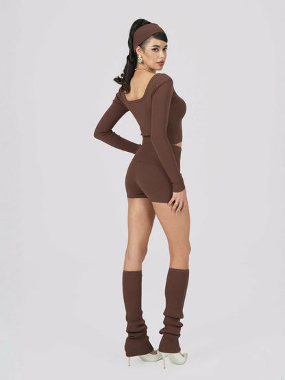 Nana Jacqueline Holly Legwarmers: Brown Leg Warmers for Dance Warm-Up Brown