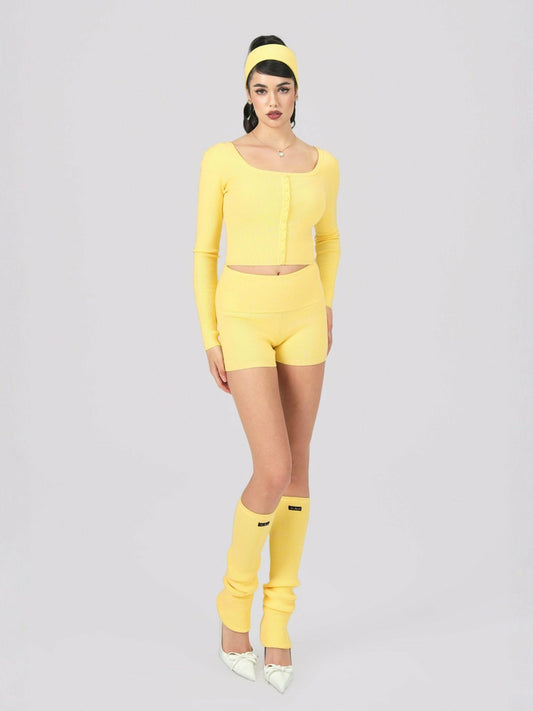 Nana Jacqueline Holly Shorts: Yellow Shorts for Resort Vacation Yellow