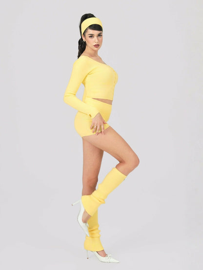 Nana Jacqueline Holly Shorts: Yellow Shorts for Resort Vacation Yellow