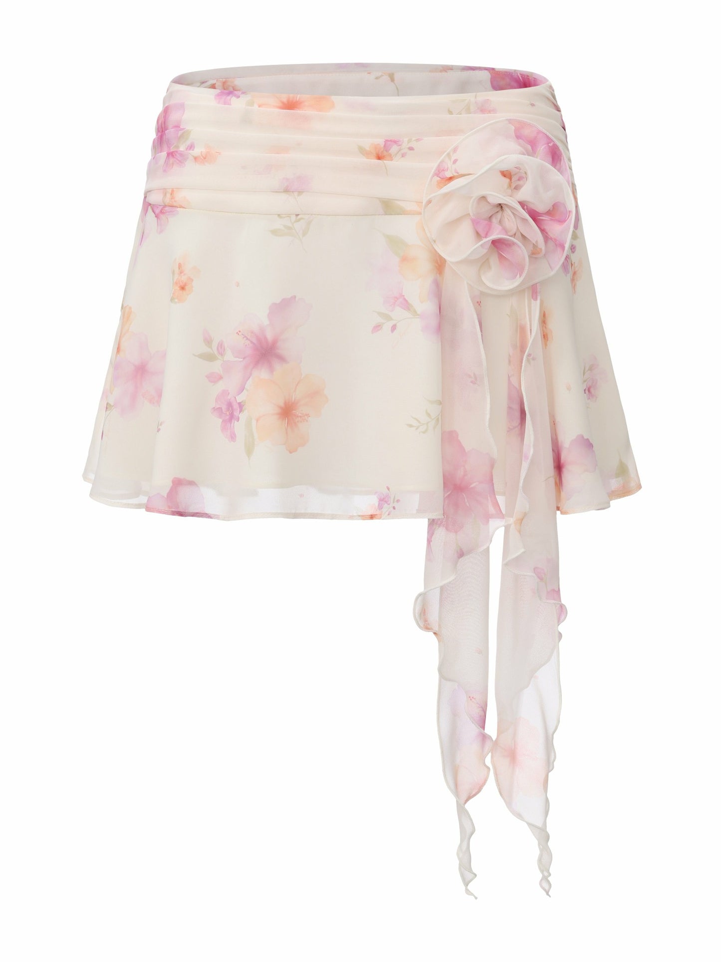 Nana Jacqueline Ophelia Rosette Floral Ivory Skirt Beige