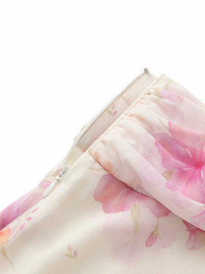 Nana Jacqueline Ophelia Rosette Floral Ivory Skirt Beige