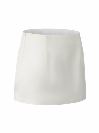 Nana Jacqueline Ayla A-Line Satin White Skirt White