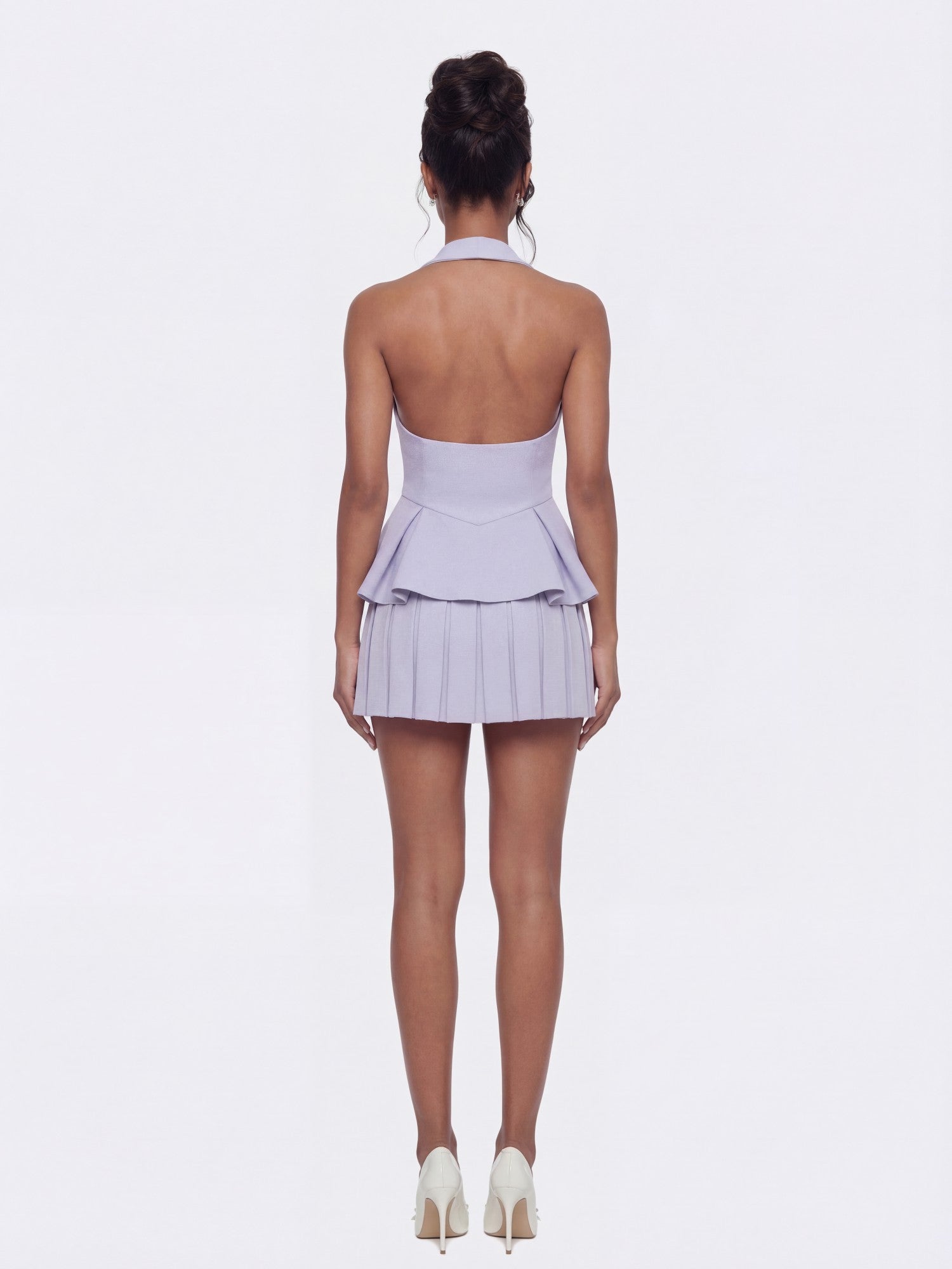 Nana Jacqueline Camille Tailored Pleated Purple Mini Skirt: Purple Mini Skirt for Garden Party Purple