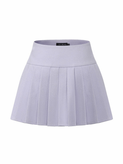 Nana Jacqueline Camille Tailored Pleated Purple Mini Skirt: Purple Mini Skirt for Garden Party Purple