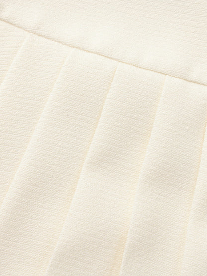 Nana Jacqueline Camille Tailored Pleated White Mini Skirt: White Mini Skirt for Bridal Shower White