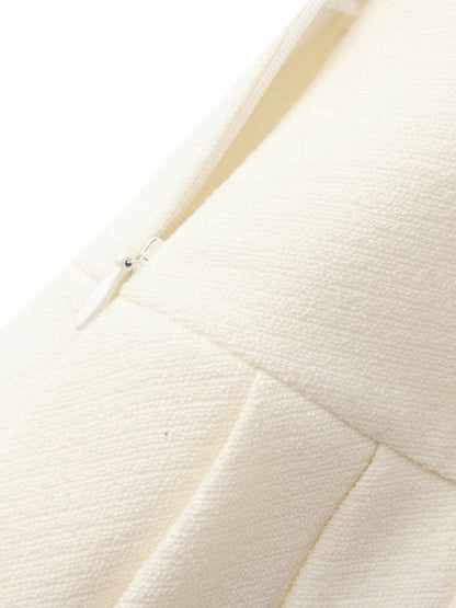 Nana Jacqueline Camille Tailored Pleated White Mini Skirt: White Mini Skirt for Bridal Shower White