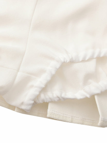 Nana Jacqueline Camille Tailored Pleated White Mini Skirt: White Mini Skirt for Bridal Shower White