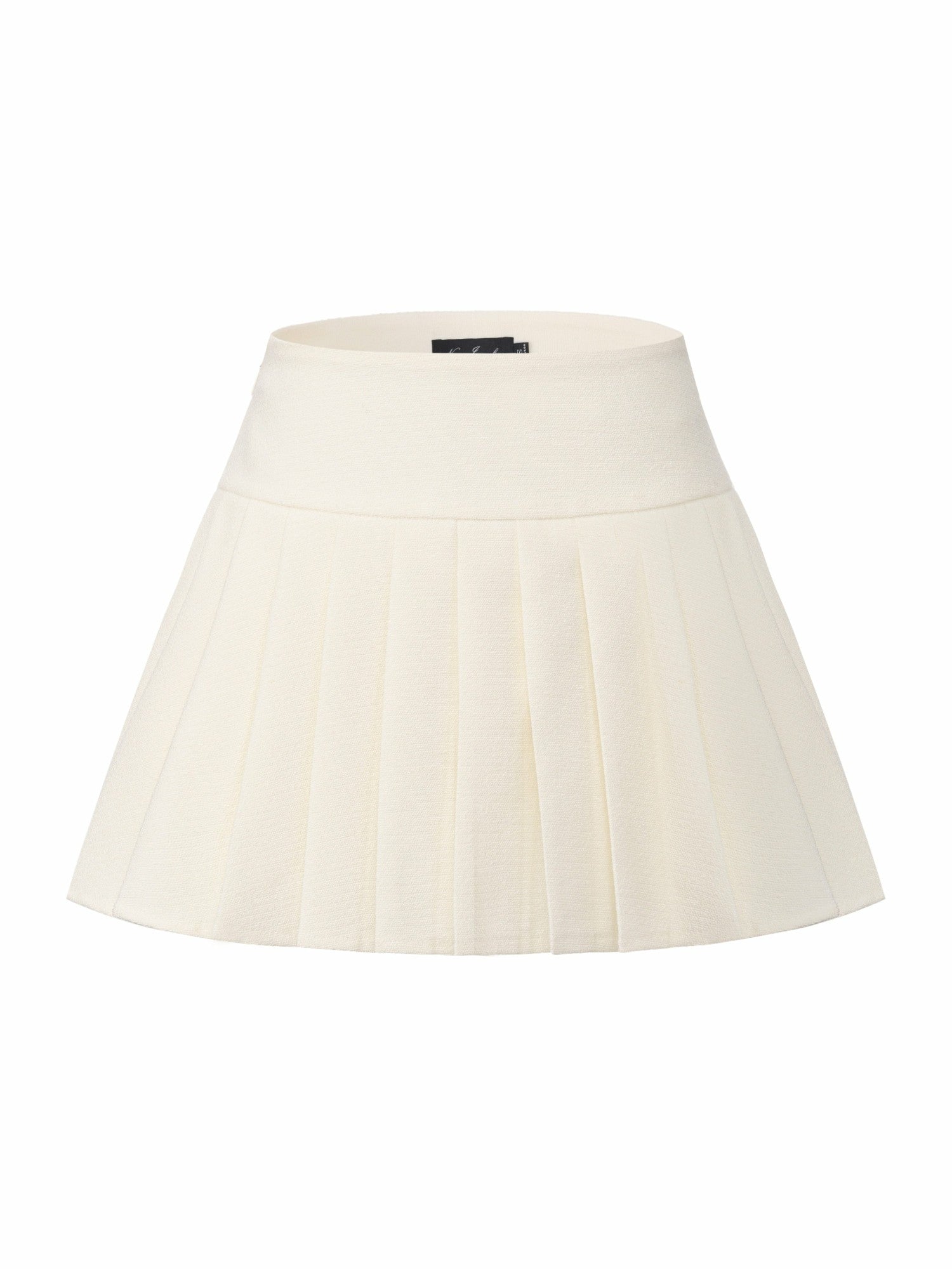 Nana Jacqueline Camille Tailored Pleated White Mini Skirt: White Mini Skirt for Bridal Shower White
