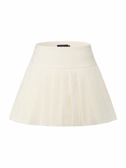 Nana Jacqueline Camille Tailored Pleated White Mini Skirt: White Mini Skirt for Bridal Shower White
