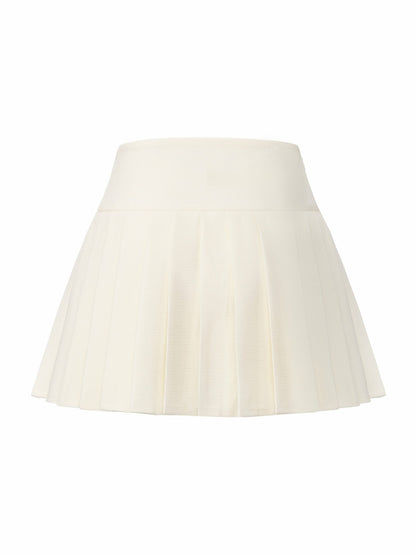 Nana Jacqueline Camille Tailored Pleated White Mini Skirt: White Mini Skirt for Bridal Shower White