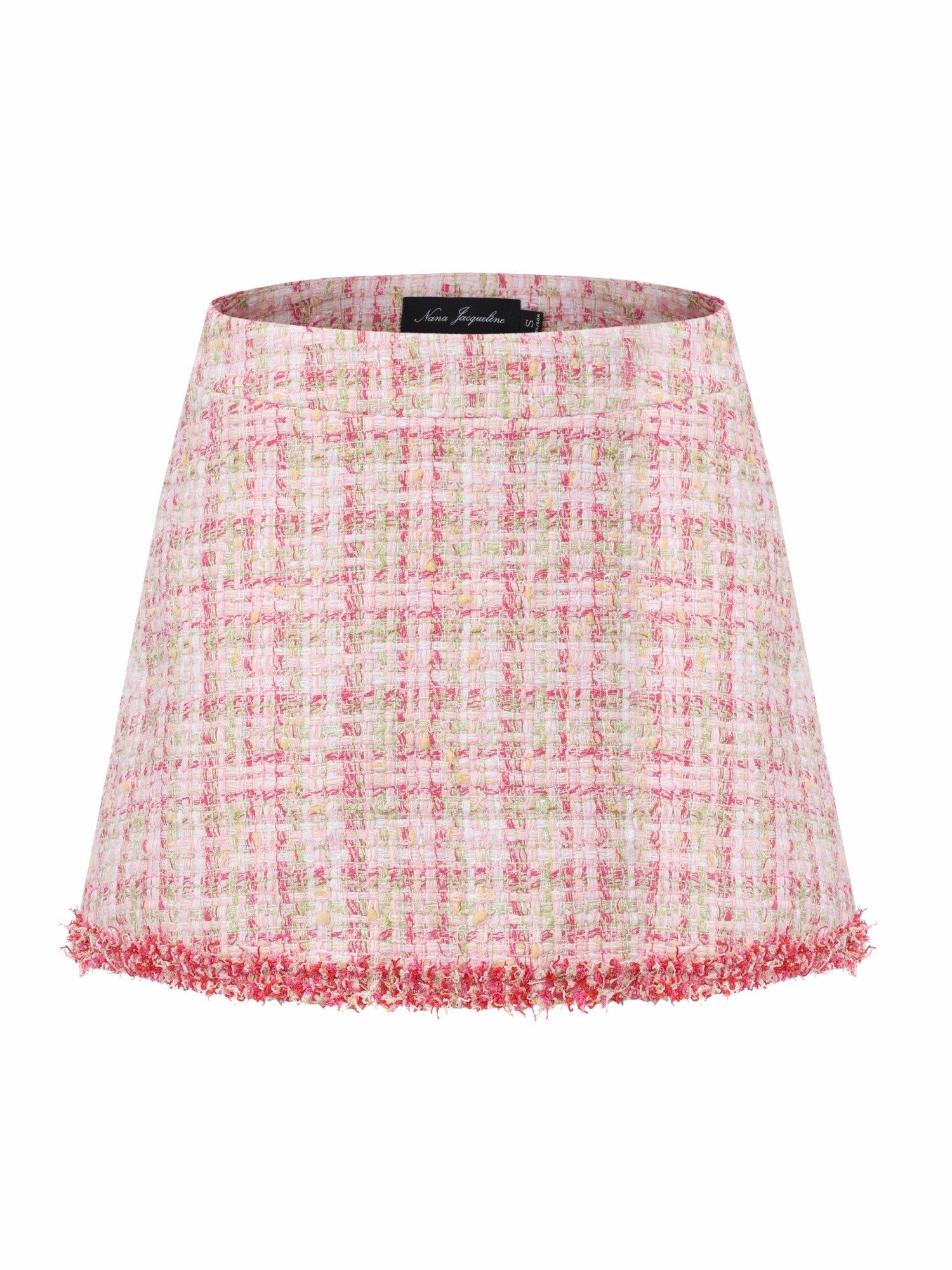 Nana Jacqueline Bianca Metallic-Woven Tweed Pink A-Line Skirt Pink