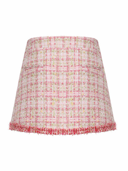 Nana Jacqueline Bianca Metallic-Woven Tweed Pink A-Line Skirt Pink