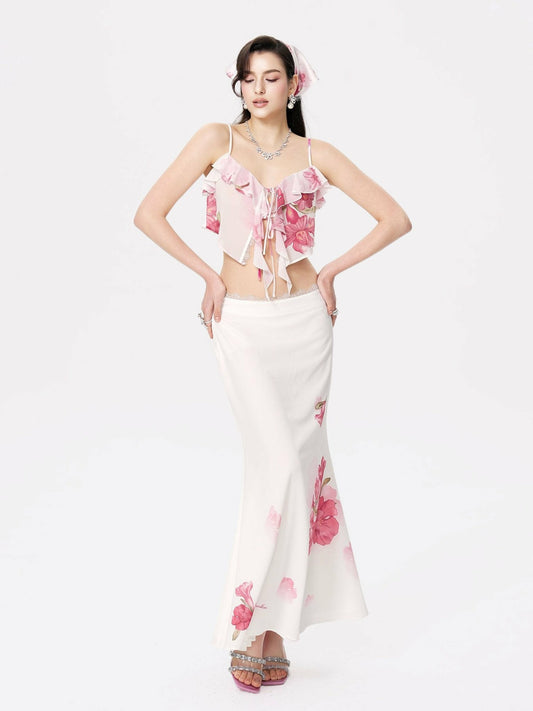 Nana Jacqueline Vivienne Skirt: Pink Maxi Skirt for Garden Party Pink