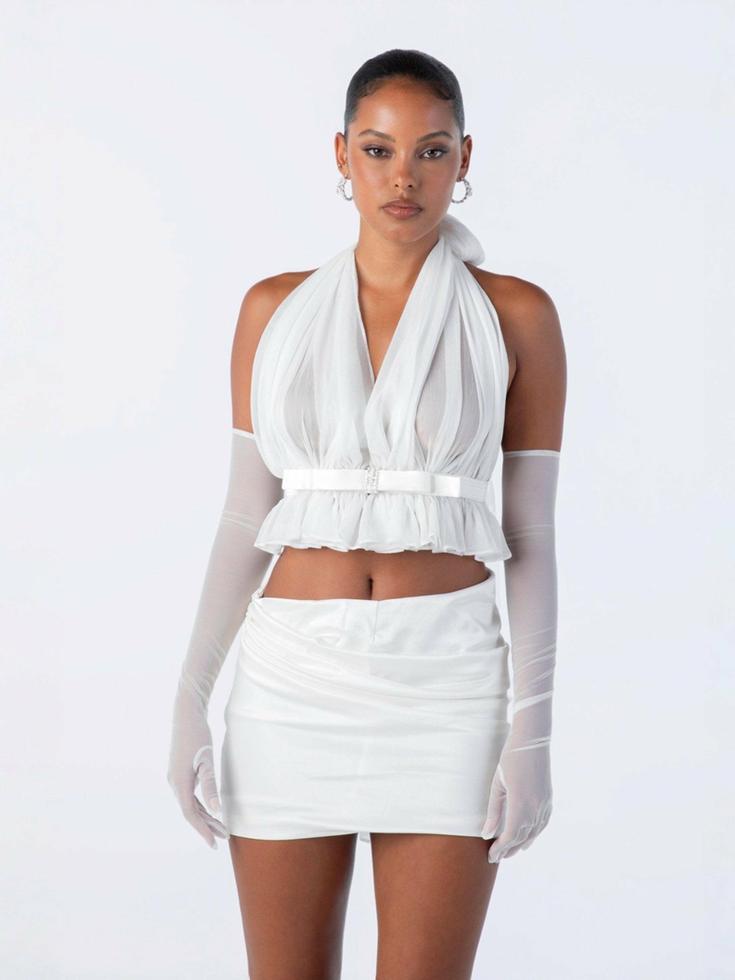 Nana Jacqueline Giselle Skirt: White Mini Skirt for Bachelorette Party White
