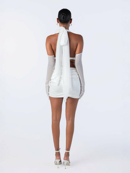 Nana Jacqueline Giselle Skirt: White Mini Skirt for Bachelorette Party White