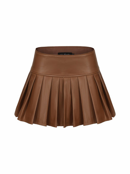 Nana Jacqueline Gina Skirt: Brown Mini Skirt for Date Night Brown