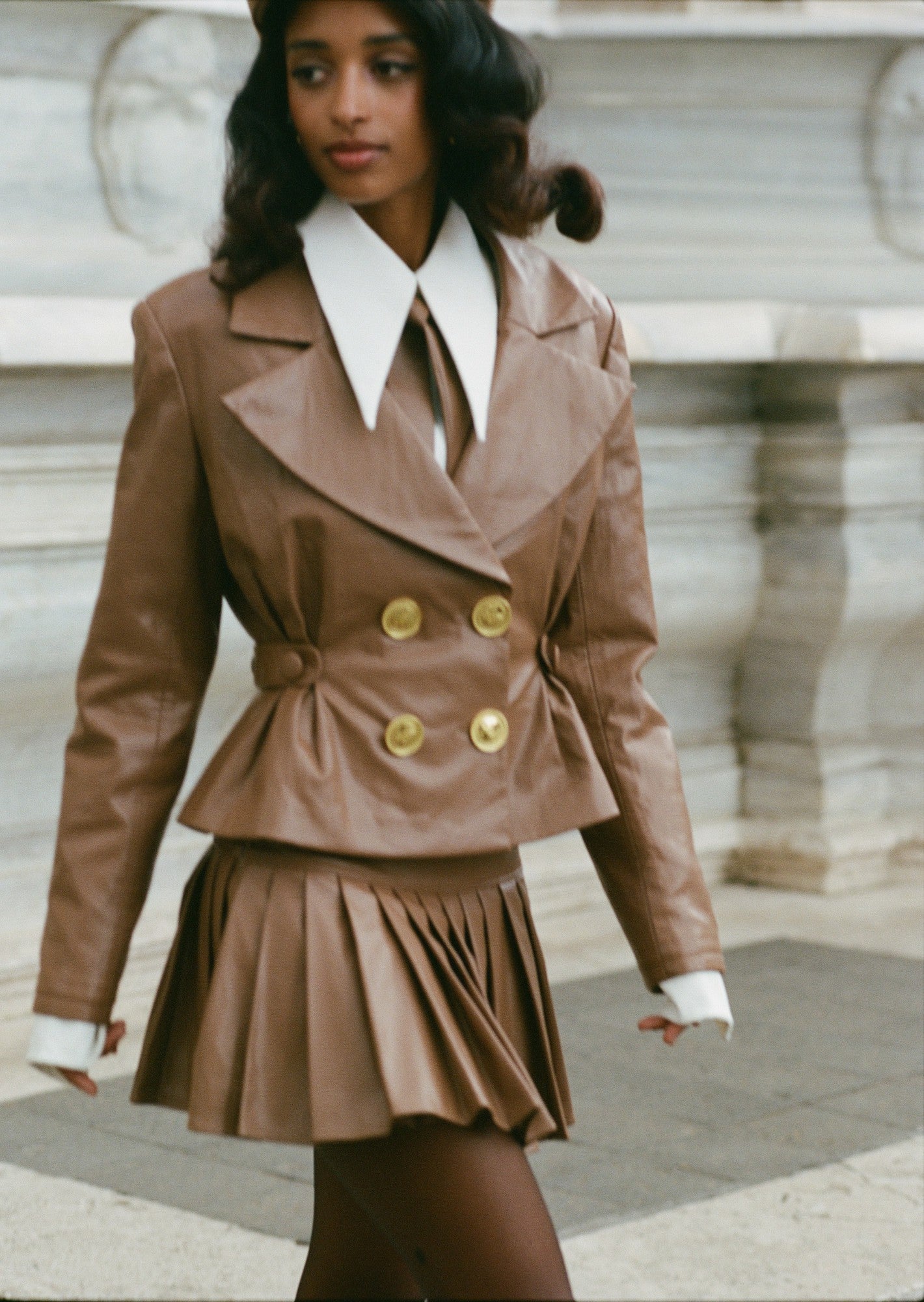 Nana Jacqueline Gina Skirt: Brown Mini Skirt for Date Night Brown