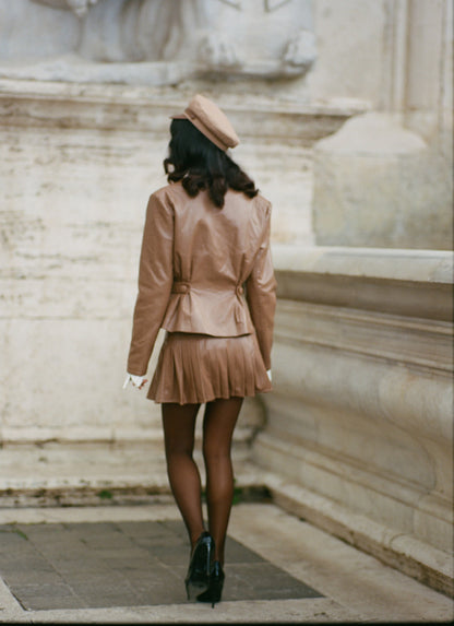 Nana Jacqueline Gina Skirt: Brown Mini Skirt for Date Night Brown