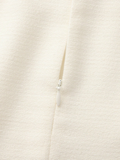 Nana Jacqueline Natalia Tailored A-Line White Midi Skirt: White Midi Skirt for Bridal Shower White