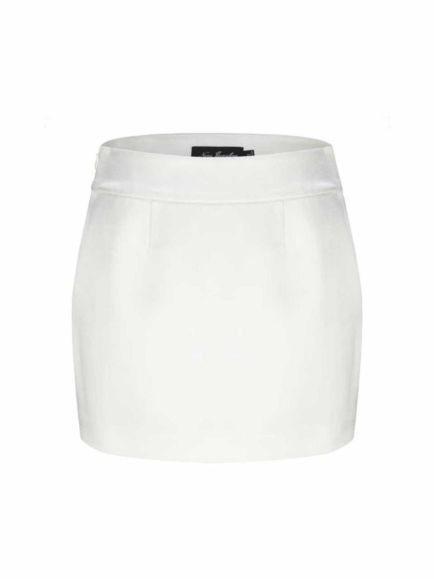 Nana Jacqueline Emilia Satin Skirt: White Mini Skirt for Engagement Party White