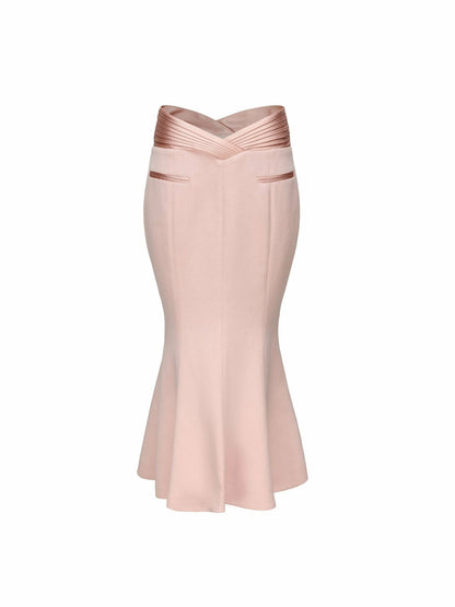 Nana Jacqueline Belle Satin Skirt: Pink Midi Skirt for Garden Party Light Pink