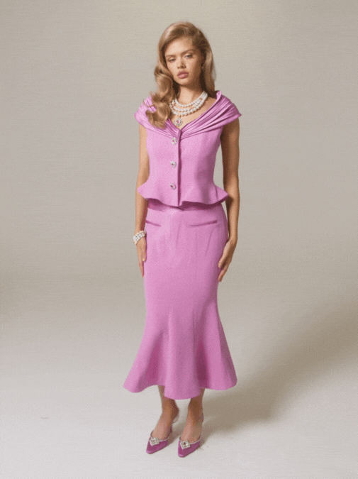 Nana Jacqueline Belle Satin Skirt: Pink Midi Skirt for Garden Party Pink