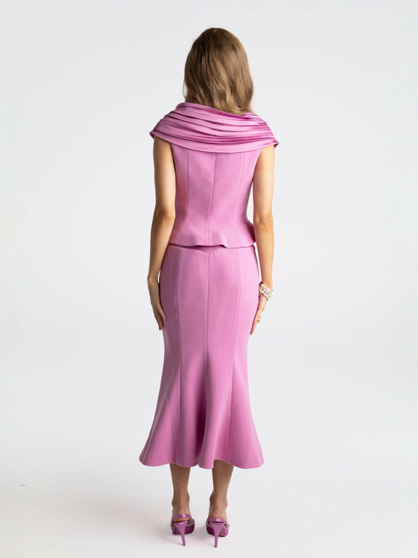 Nana Jacqueline Belle Satin Skirt: Pink Midi Skirt for Garden Party Pink