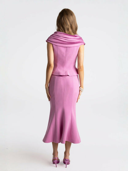 Nana Jacqueline Belle Satin Skirt: Pink Midi Skirt for Garden Party Pink