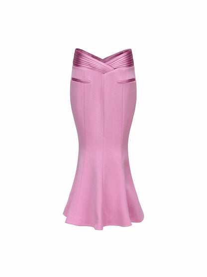 Nana Jacqueline Belle Satin Skirt: Pink Midi Skirt for Garden Party Pink