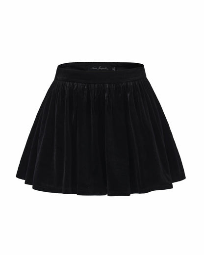 Nana Jacqueline Isabellea Velvet Mini Skirt: Black Mini Skirt for Cocktail Party Black