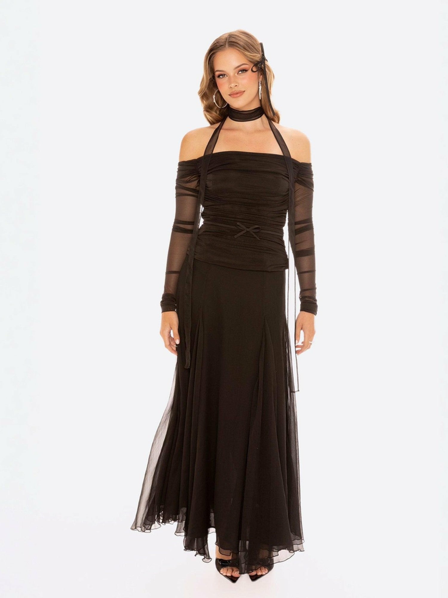 Nana Jacqueline Valencia Skirt: Black Maxi Skirt for Cocktail Party Black