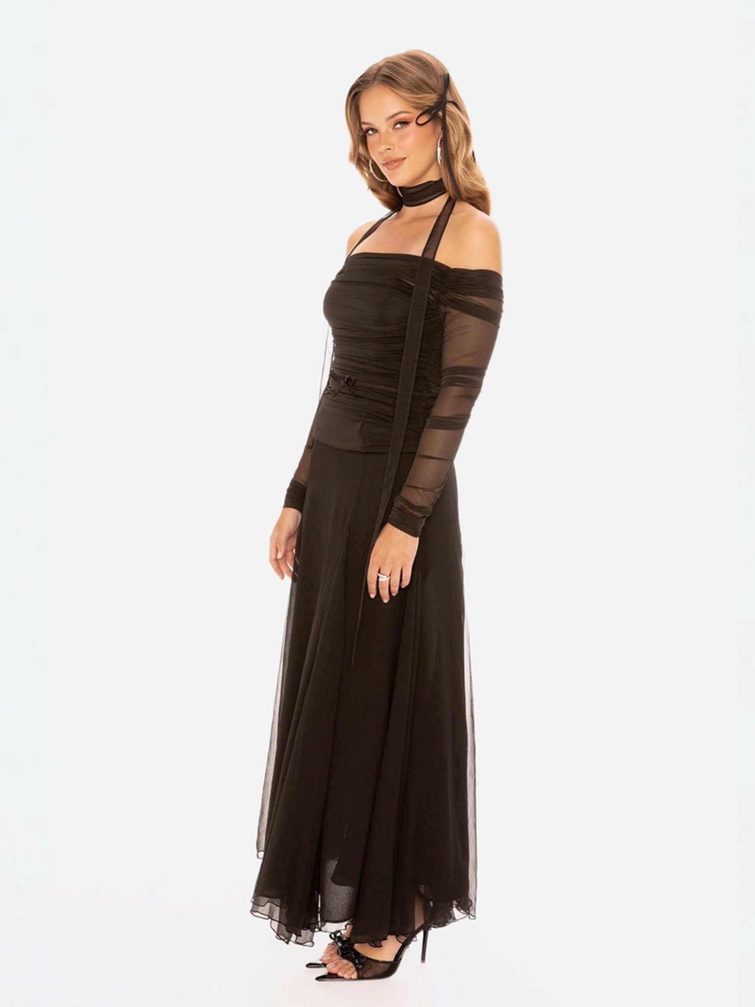 Nana Jacqueline Valencia Skirt: Black Maxi Skirt for Cocktail Party Black