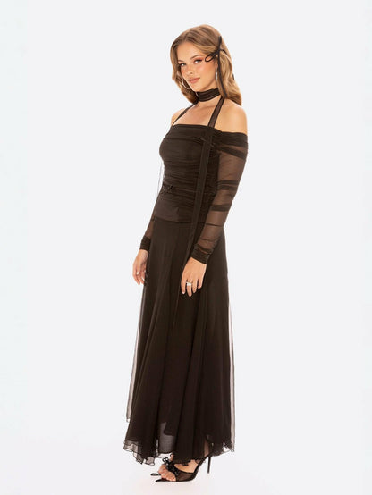 Nana Jacqueline Valencia Skirt: Black Maxi Skirt for Cocktail Party Black