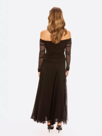 Nana Jacqueline Valencia Skirt: Black Maxi Skirt for Cocktail Party Black