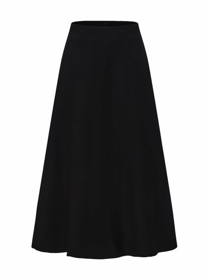 Nana Jacqueline Natalia Tailored A-Line Black Midi Skirt: Black Midi Skirt for Cocktail Party Black