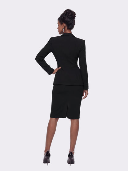 Nana Jacqueline Yvette Tailored Black Pencil Structured Skirt Black