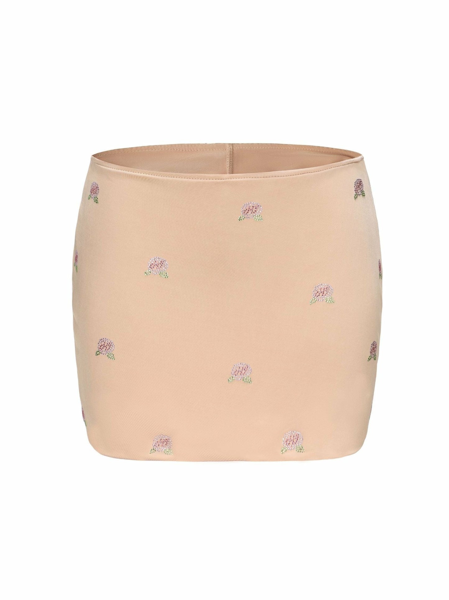 Nana Jacqueline Rosana Embroidered Skirt: Tan Mini Skirt for Date Night Tan