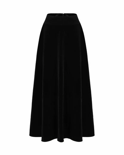 Nana Jacqueline Blaire Velvet Maxi Skirt: Black Maxi Skirt for Cocktail Party Black
