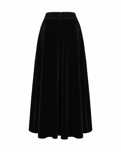 Nana Jacqueline Blaire Velvet Maxi Skirt: Black Maxi Skirt for Cocktail Party Black
