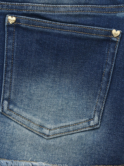Nana Jacqueline Dark Blue Low-Rise Stretch Denim Mini Skirt Dark Blue
