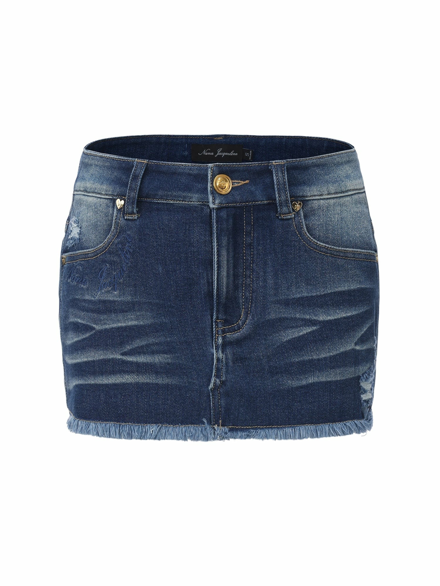 Nana Jacqueline Dark Blue Low-Rise Stretch Denim Mini Skirt Dark Blue