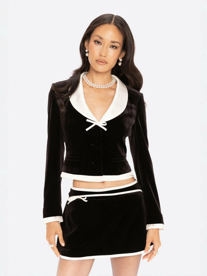 Nana Jacqueline Victoria Velvet Mini Skirt: Black Mini Skirt for Cocktail Party Black
