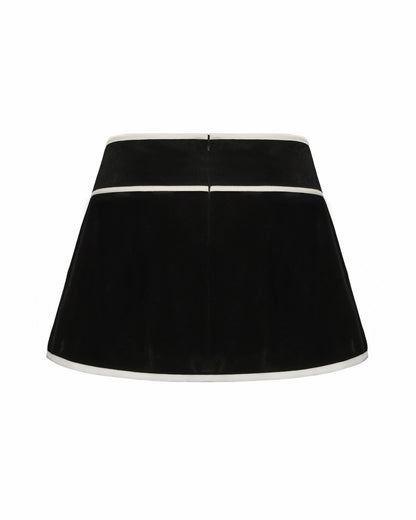 Nana Jacqueline Victoria Velvet Mini Skirt: Black Mini Skirt for Cocktail Party Black