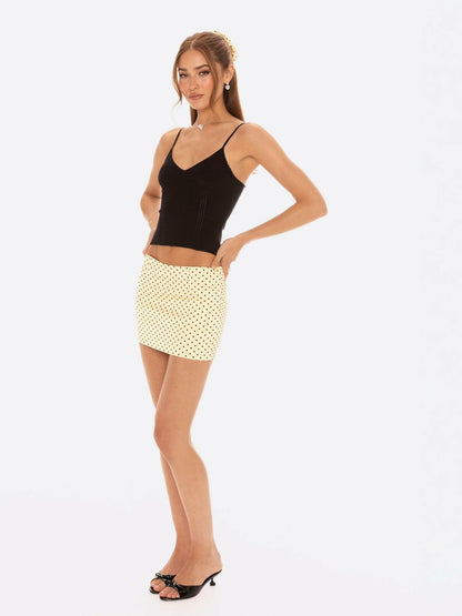 Nana Jacqueline Wendy Skirt: Yellow Mini Skirt for Brunch Yellow