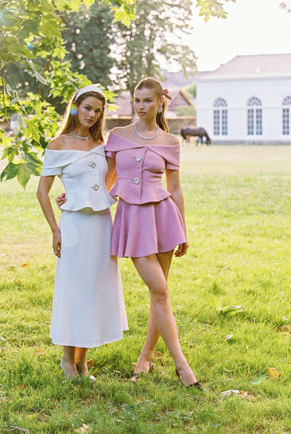 Nana Jacqueline Blakely Skirt: Pink Mini Skirt for Garden Party Pink