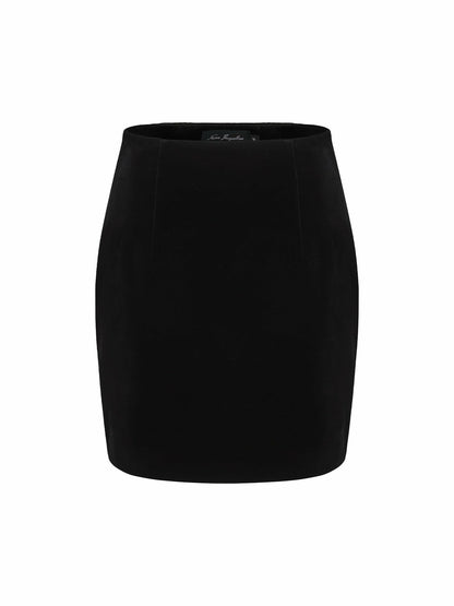 Nana Jacqueline Josie Velvet Skirt: Black Skirt for Cocktail Party Black