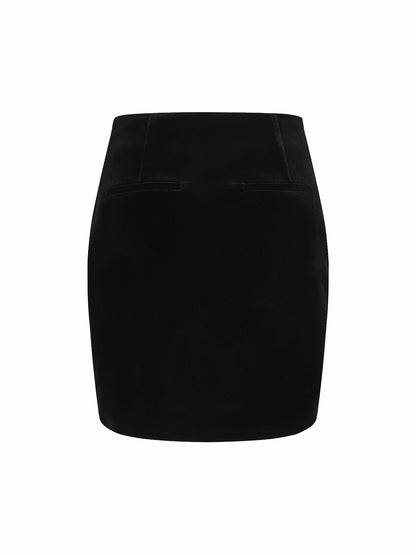 Nana Jacqueline Josie Velvet Skirt: Black Skirt for Cocktail Party Black